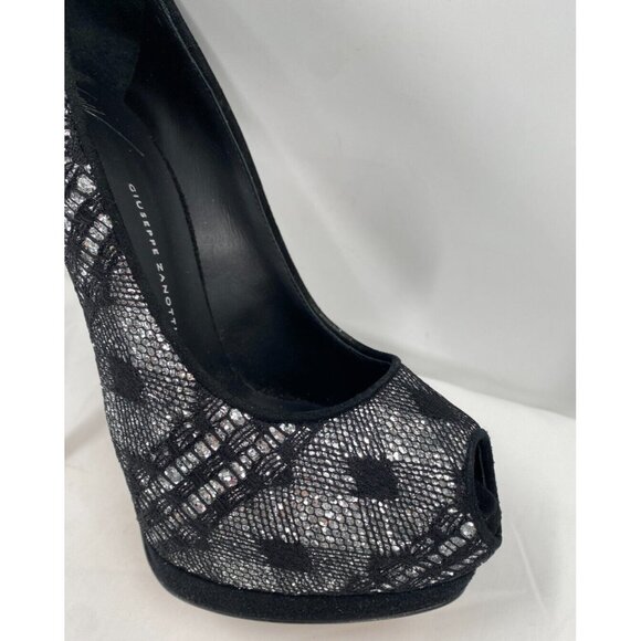 $995 GIUSEPPE ZANOTTI SHARON Black Crystals Glitter Platform Shoes Pumps Sz 39 - Picture 7 of 16